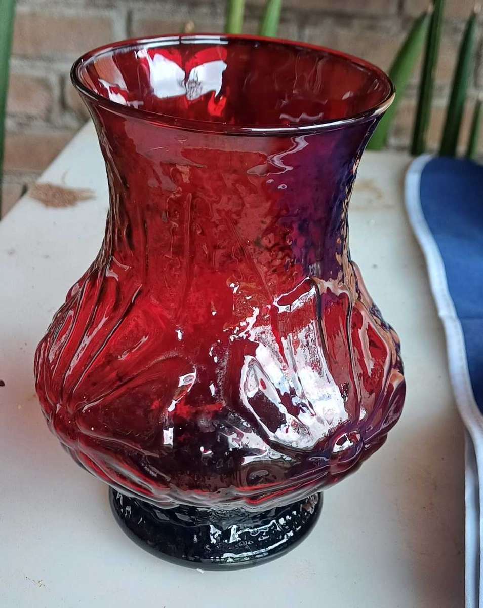 Vintage Anchor Hocking ruby red vase