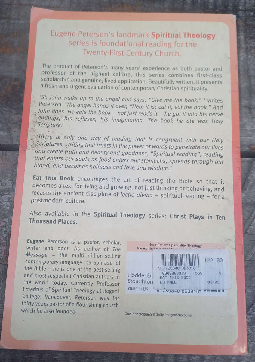 Eat this book by Eugene H Peterson
