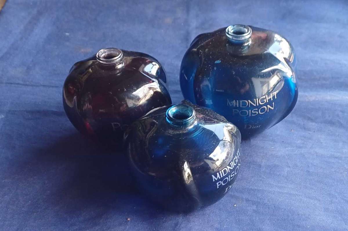 3 x Empty Dior poison perfume bottles