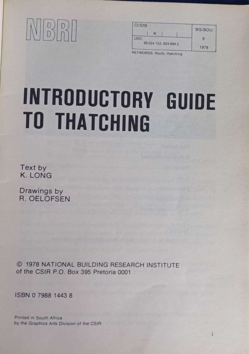 NBRI introductory guide to thatching