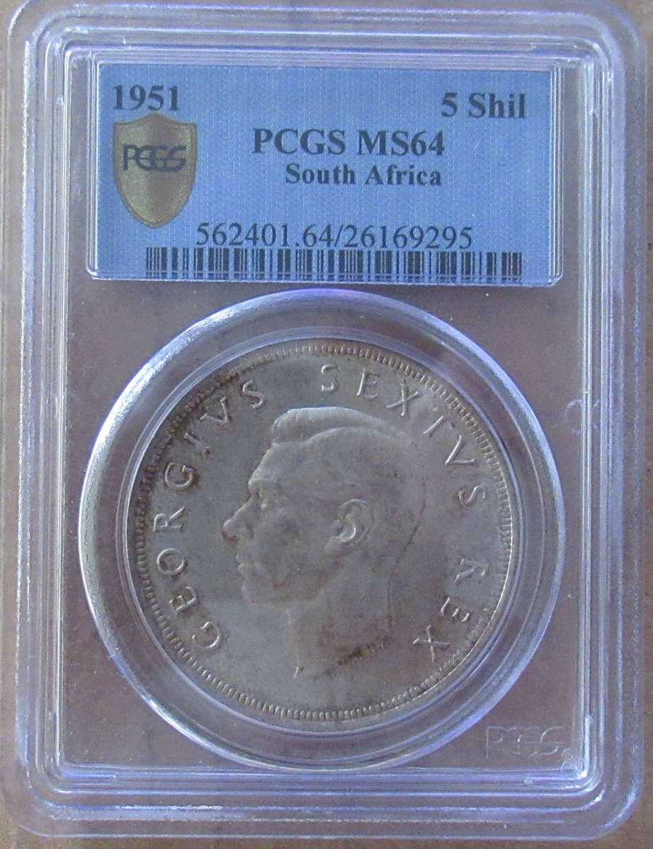 South Africa 5 shilling 1951 PCGS MS64