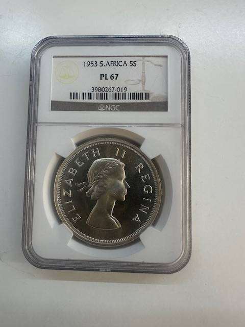 South Africa 5 shilling 1953 NGC PL67