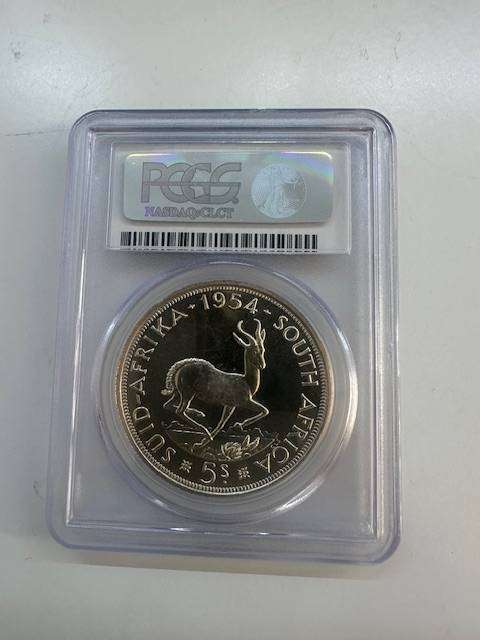 South Africa 5 shilling 1954 PCGS PR68 , FINEST KNOWN