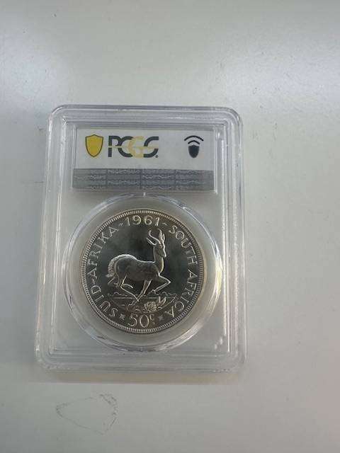 South Africa 50c 1961 PCGS MS69 , FINEST KNOWN , POP 1