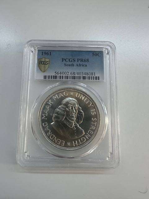 South Africa 50c 1961 PCGS PR68 , FINEST KNOWN