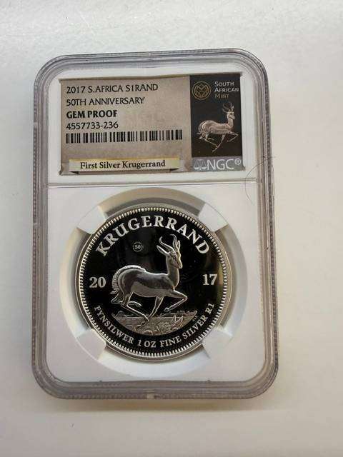2017 SILVER KRUGERRAND NGC GEM PROOF , FIRST SILVER PROOF KRUGERRAND