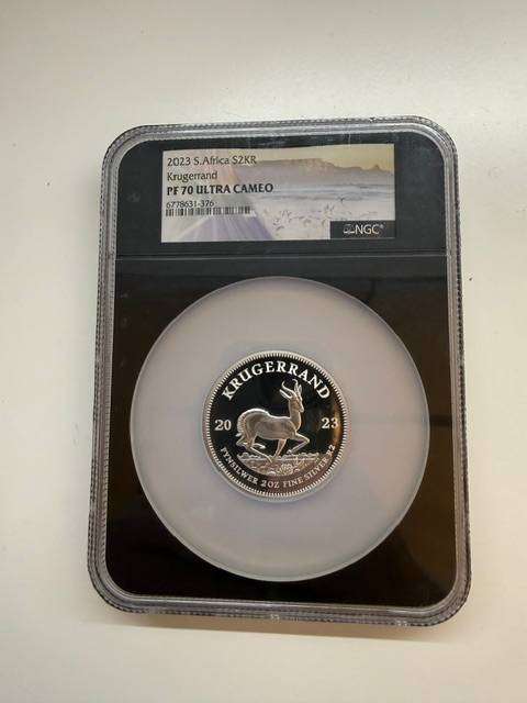 2023 2oz NGC PF70 large slab with flag and Table Mountain