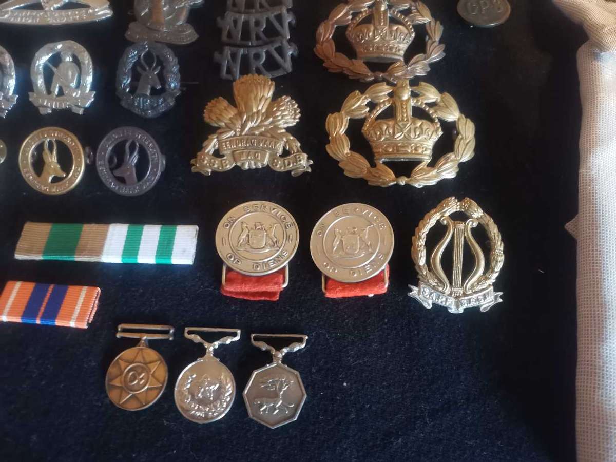 Various military badges, medals and insignia