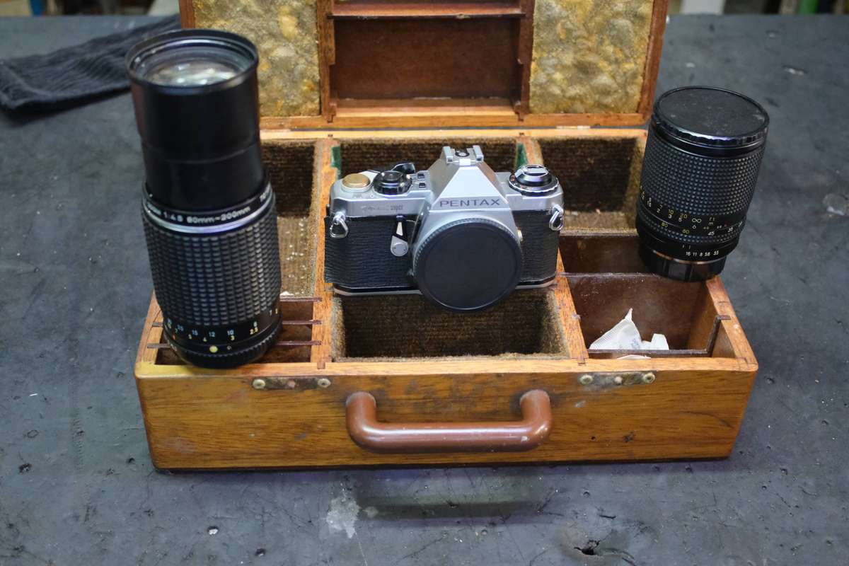 OLD PENTAX CAMERA IN BOX WITH TWO LENSES