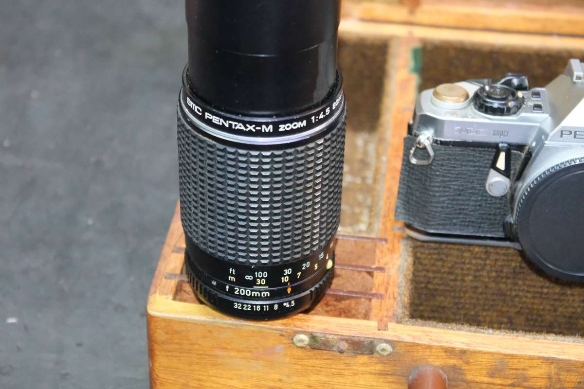 OLD PENTAX CAMERA IN BOX WITH TWO LENSES