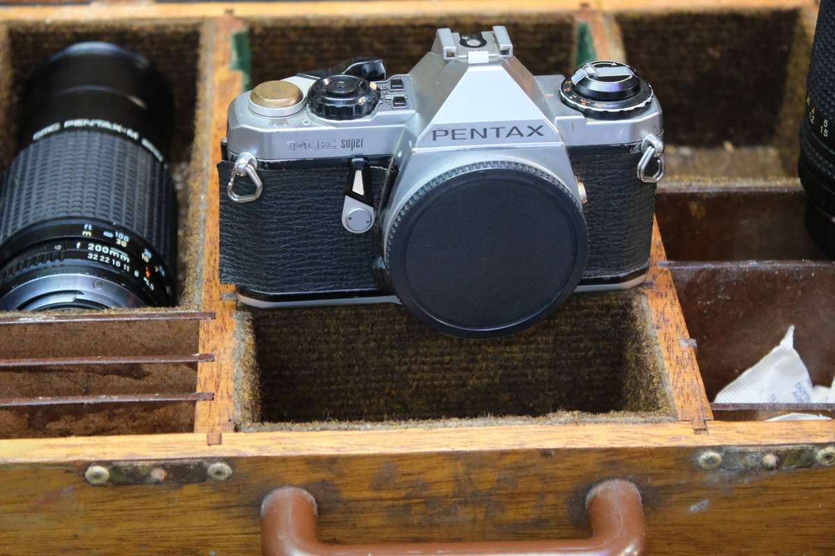 OLD PENTAX CAMERA IN BOX WITH TWO LENSES