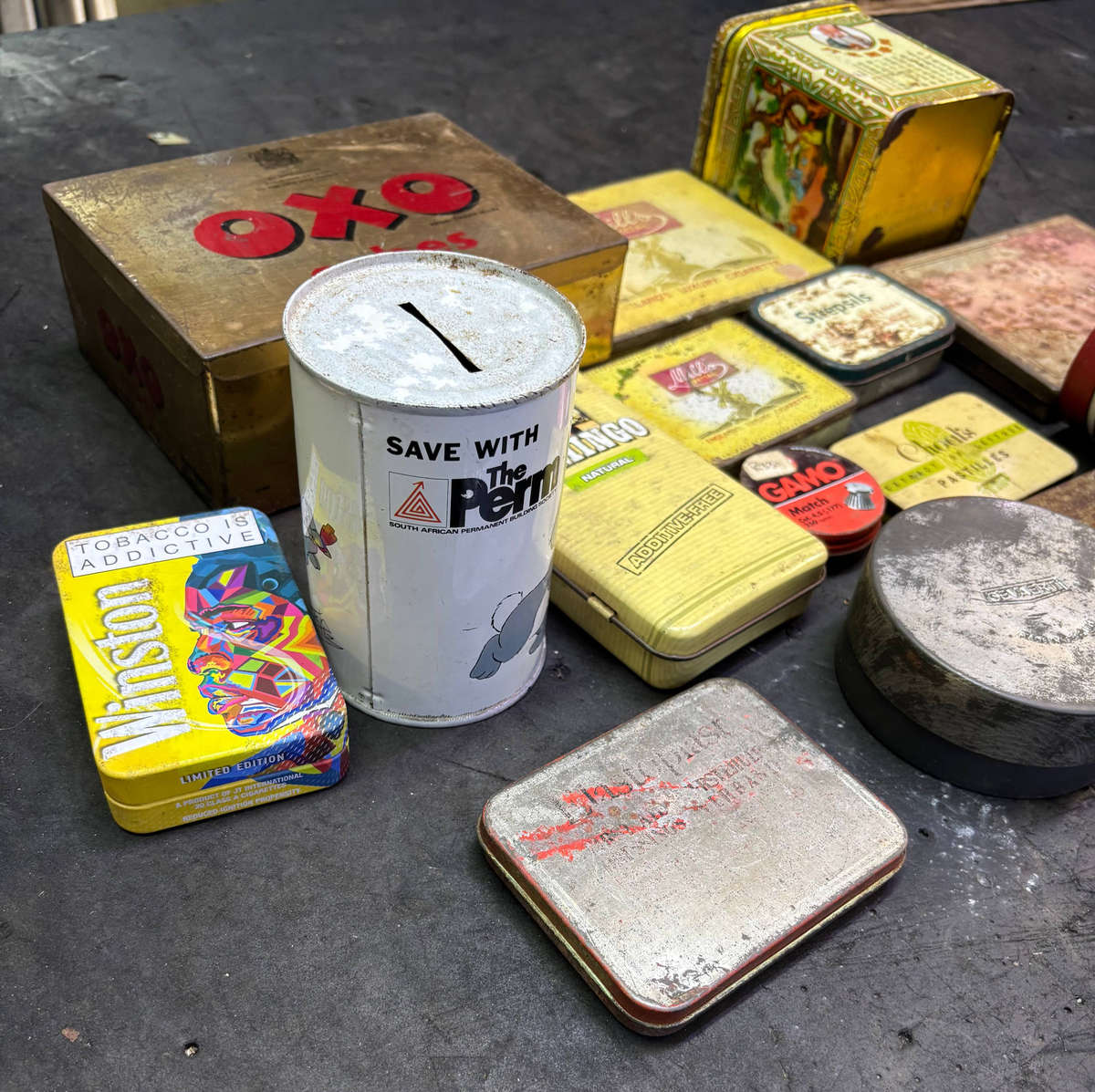 OLD TINS JOB LOT ALL FOR ONE BID
