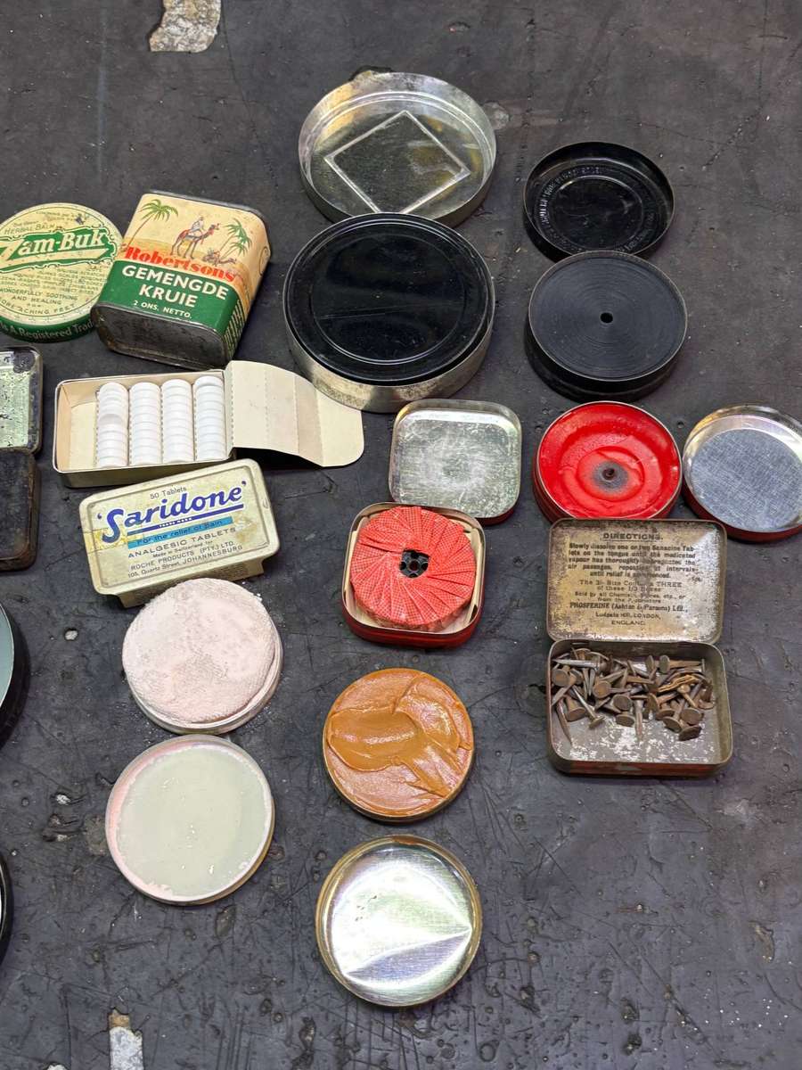 JOB LOT OF OLD TINS WITH CONTENTS