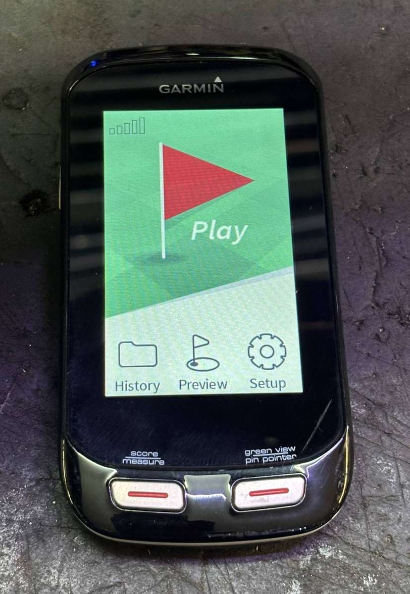 The Garmin Approach G8 is a slim, lightweight handheld golf GPS device