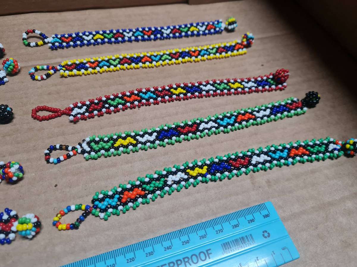 10 x handmade Zulu beaded bracelets