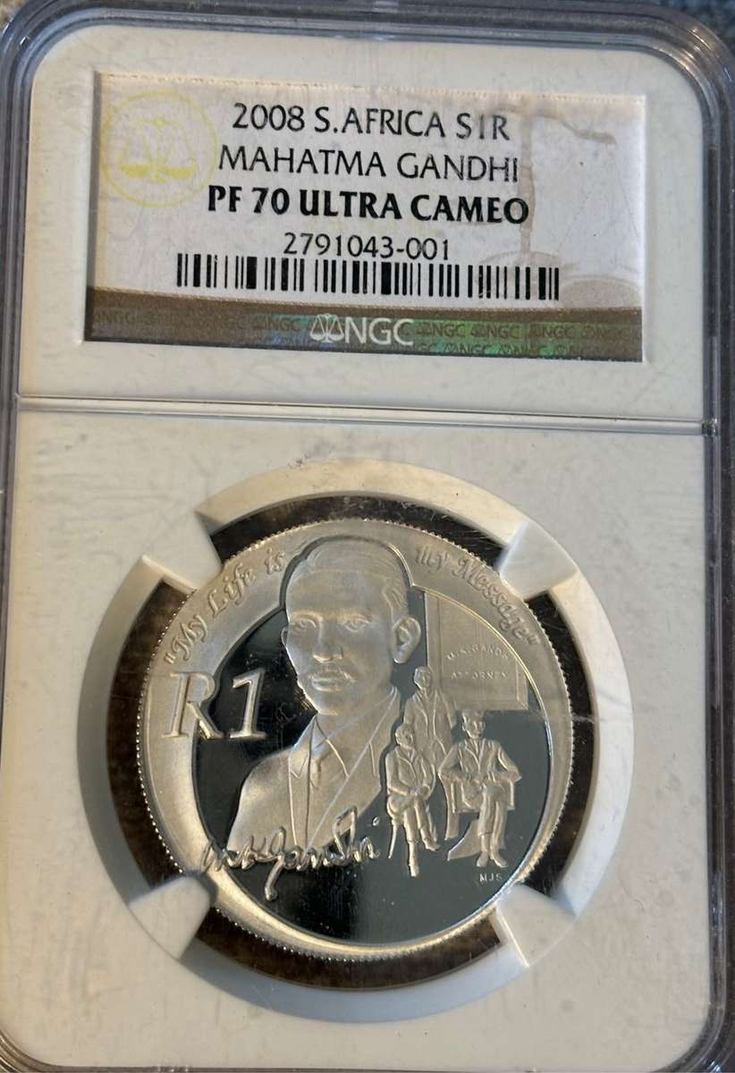2008 SOUTH AFRICAN S1R MAHATMA GANDHI ONE RAND COIN