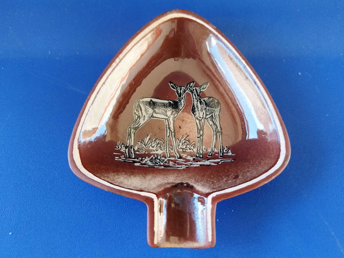 Vintage Kruger National Park Ceramic Ashtray  Retro Impala Wildlife Dish