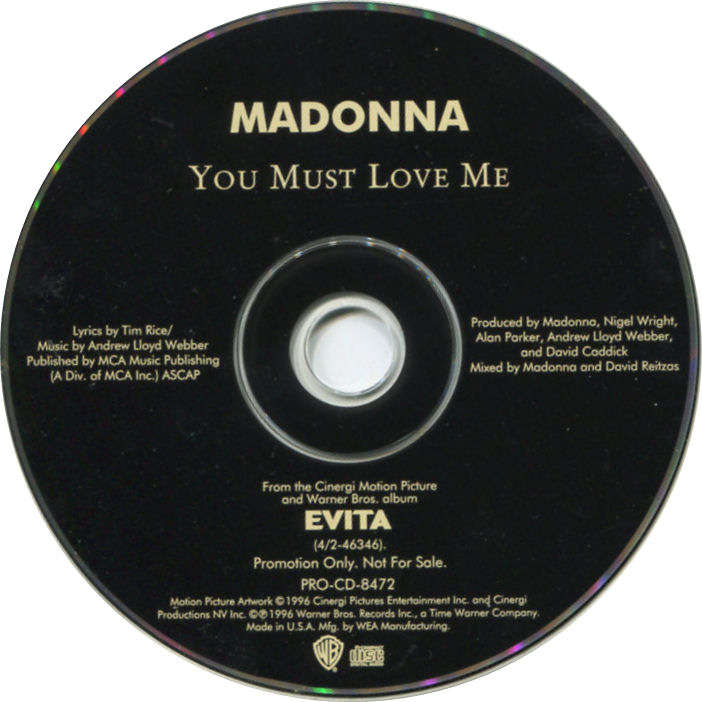 MADONNA - You Must Love Me - Promo Import CD - PRO-CD-8472