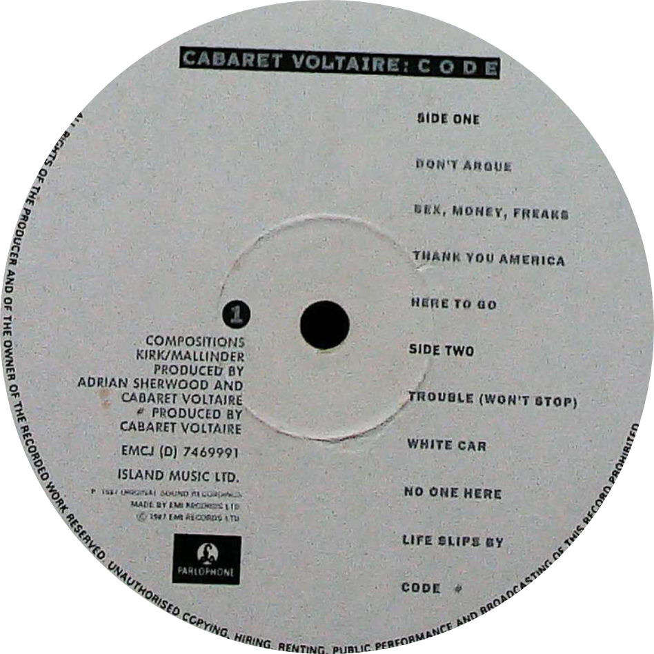 CABARET VOLTAIRE - Code - South African Vinyl Album - EMCJ(D)7469991