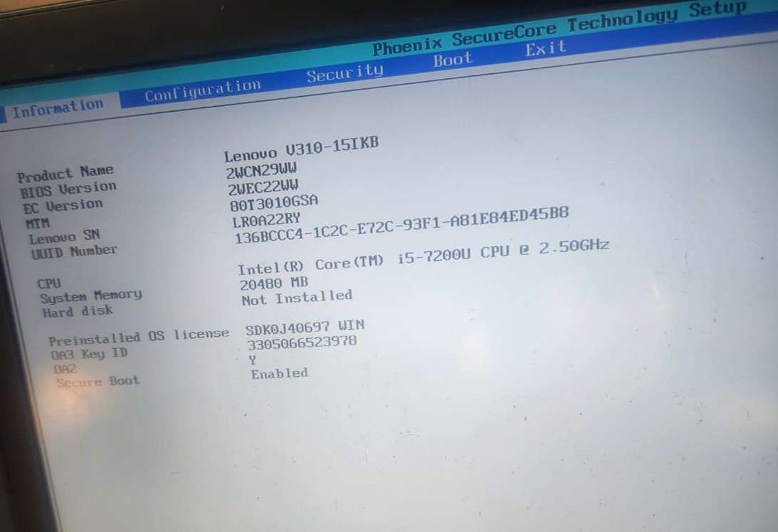 LENOVO IDEAPAD V310-15IKB MOTHERBOARD 4GB RAM ONBOARD (7th Gen Intel Core i5-7200U)