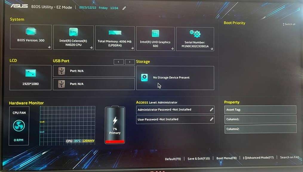 ASUS X543 MOTHERBOARD 4GB RAM ONBOARD (INTEL CELERON N4020)