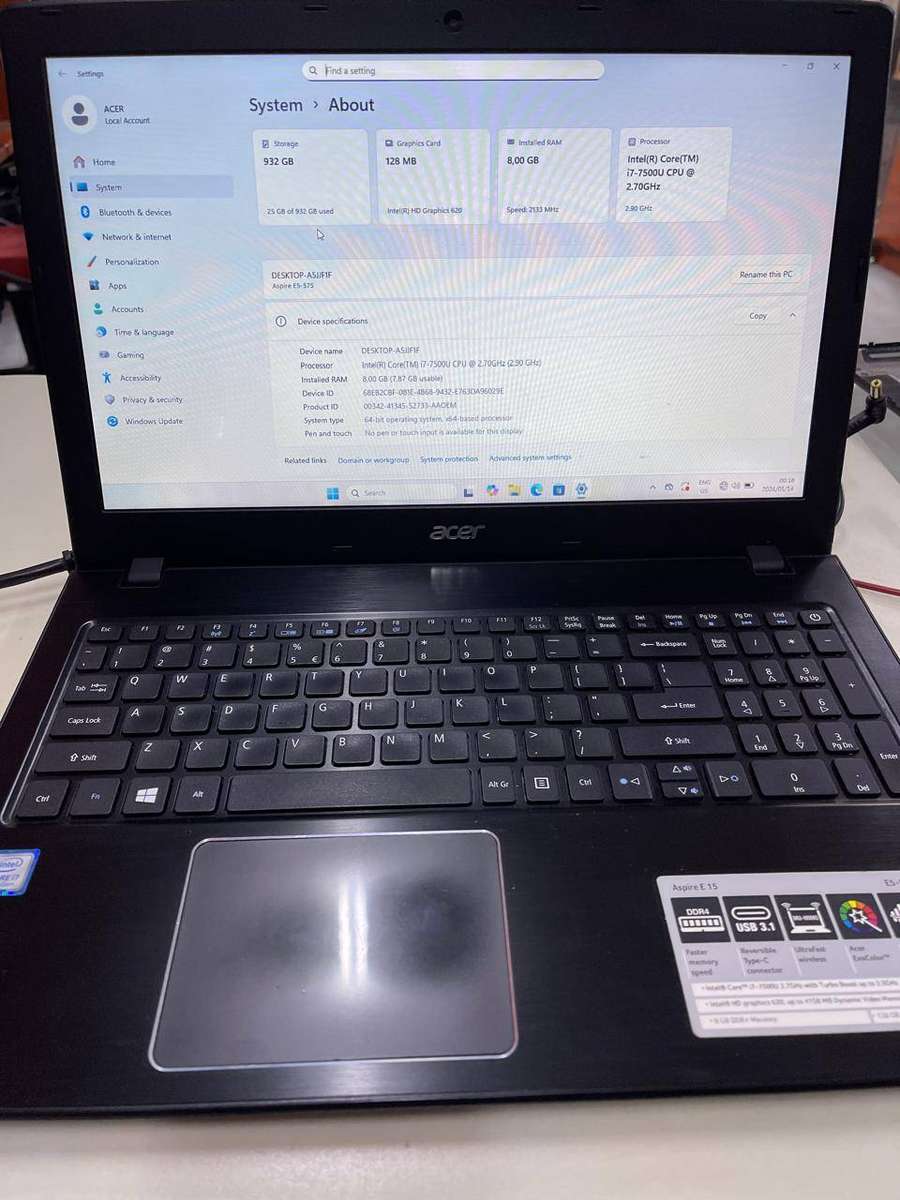 ACER ASPIRE E15 | INTEL CORE i7-7500U | 8GB | 1TB HDD | 15.6` SCREEN | WIN11