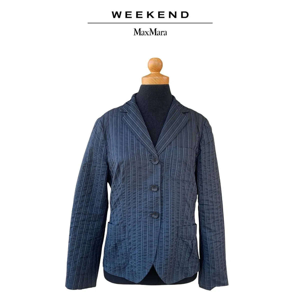 Weekend Max Mara Pinstripe Blazer  Charcoal Tailored Jacket  Size GB 12 (Medium)
