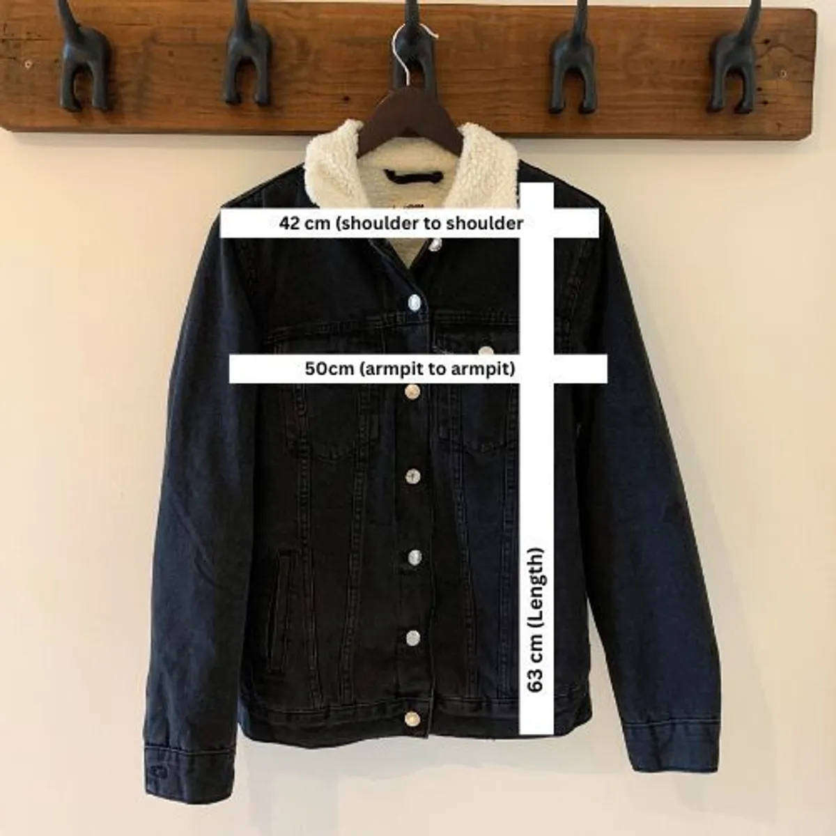 Black Sherpa-Lined Denim Jacket  Size M  Winter
