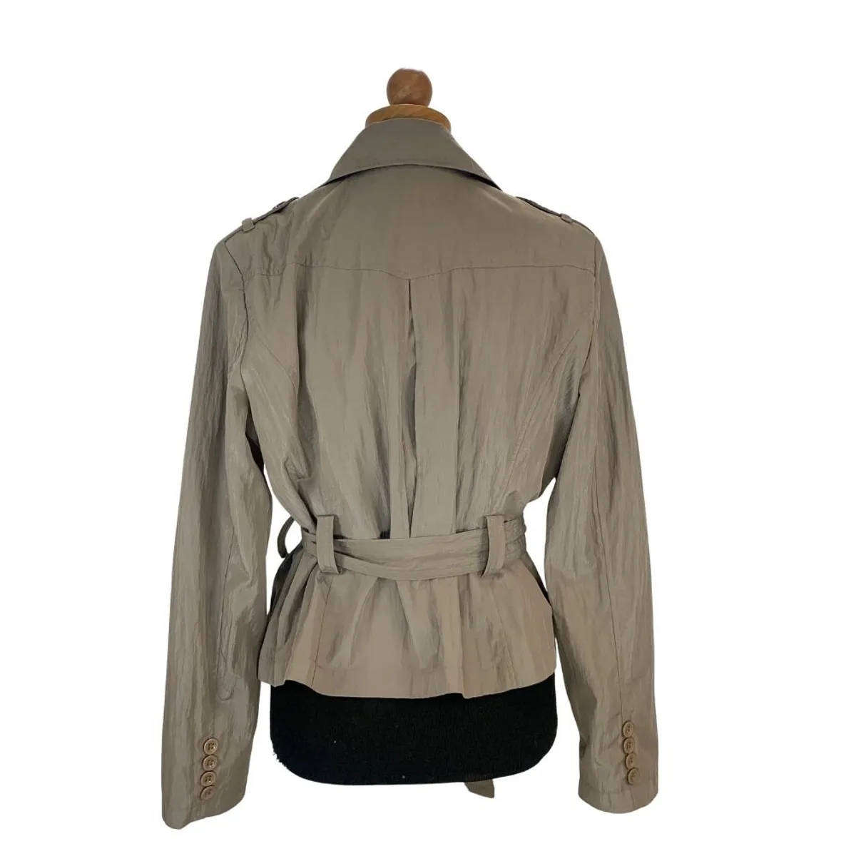 3Suisses Belted Double-Breasted Jacket  Taupe / Metallic Brown  LARGE