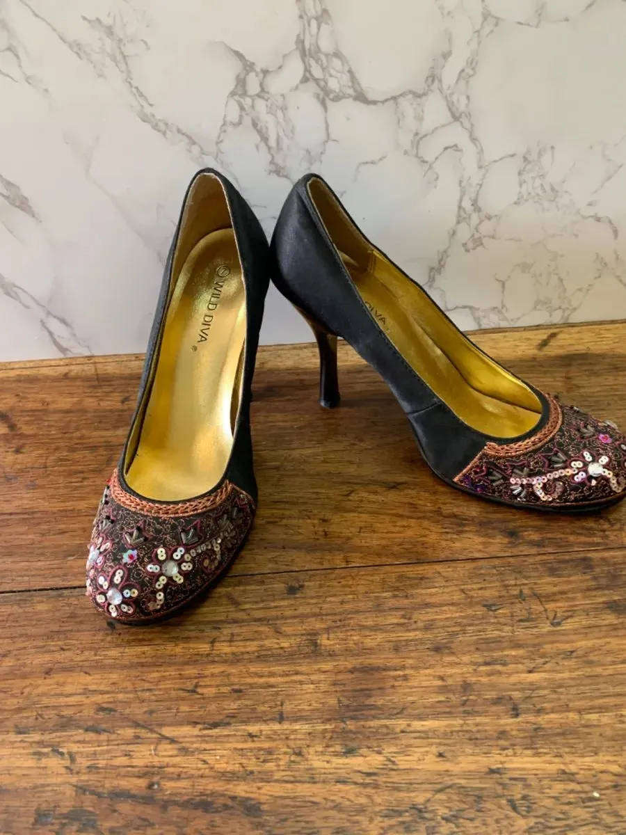 Wild Diva Embellished Heels  USA 7 | Fits SA Size 4