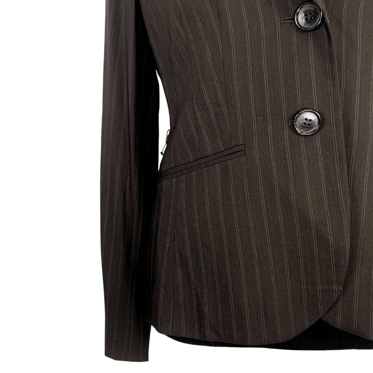 Ann Taylor Chocolate Brown Pinstripe Blazer  Tailored Fit  US 6 (SA size: 10)