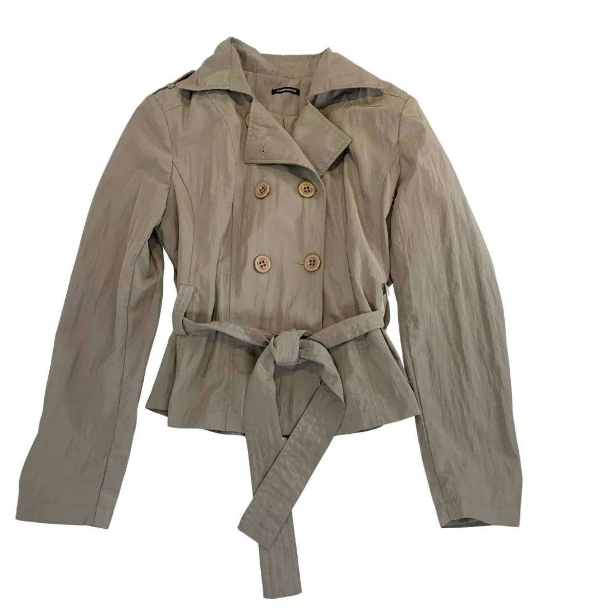 3Suisses Belted Double-Breasted Jacket  Taupe / Metallic Brown  LARGE