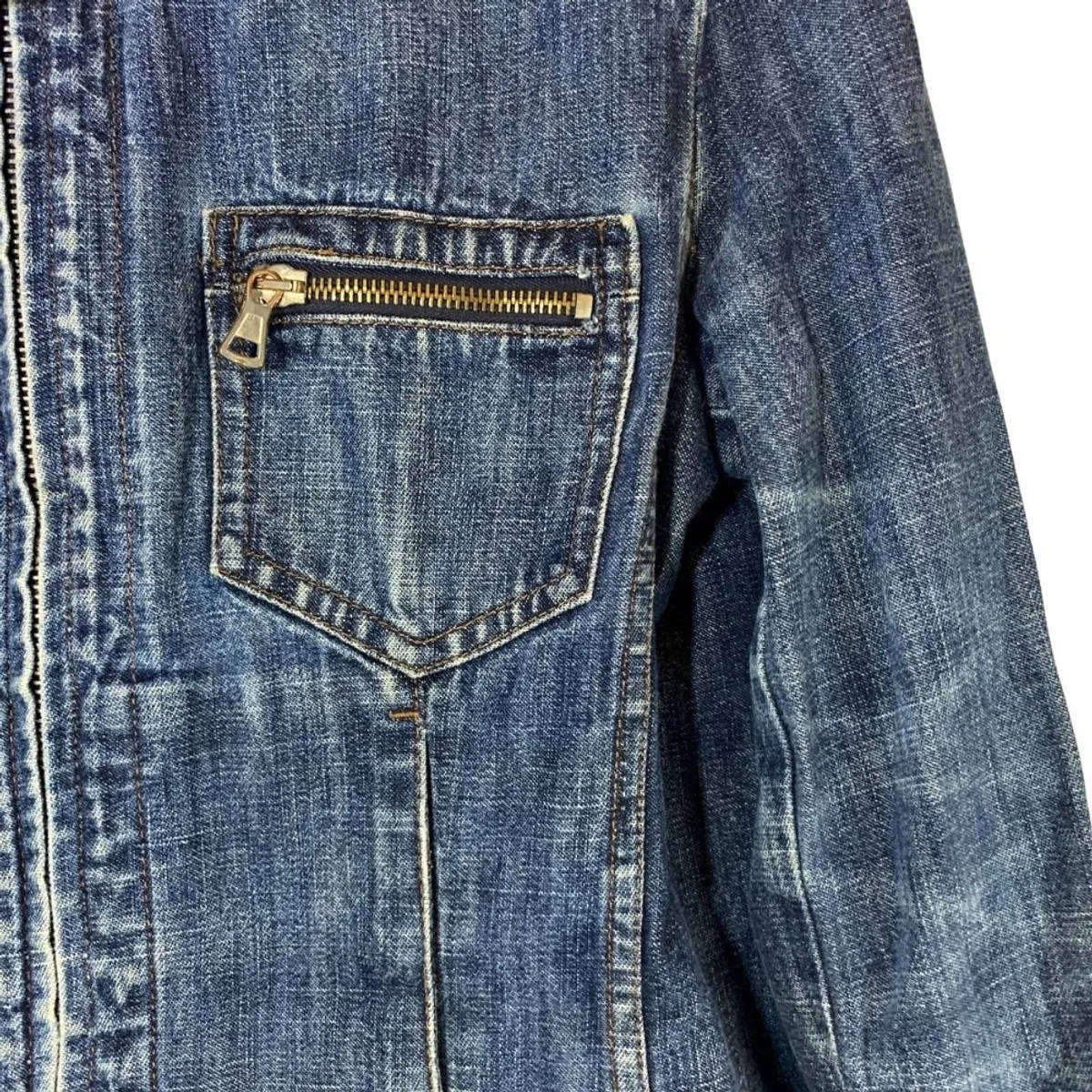 MAX&Co. Denim Moto Jacket  Size 40 (GB 8)  Italian Designer  Zip Detail