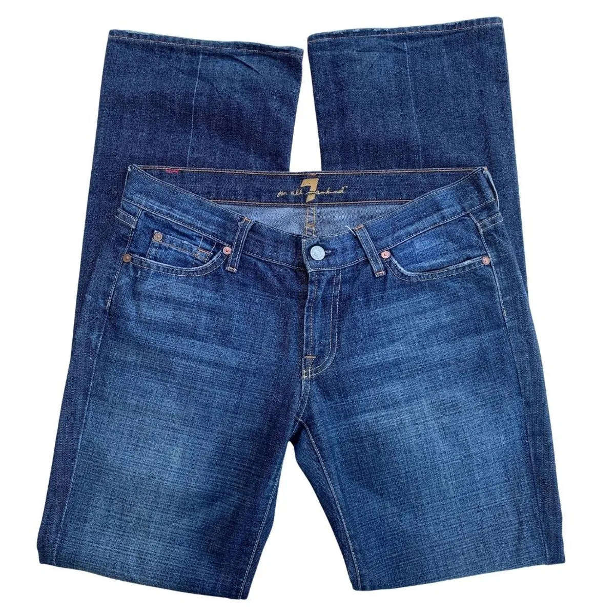 7 For All Mankind Bootcut Jeans  Dark Wash  Size 30  Made in USA (Aprox SA 12)