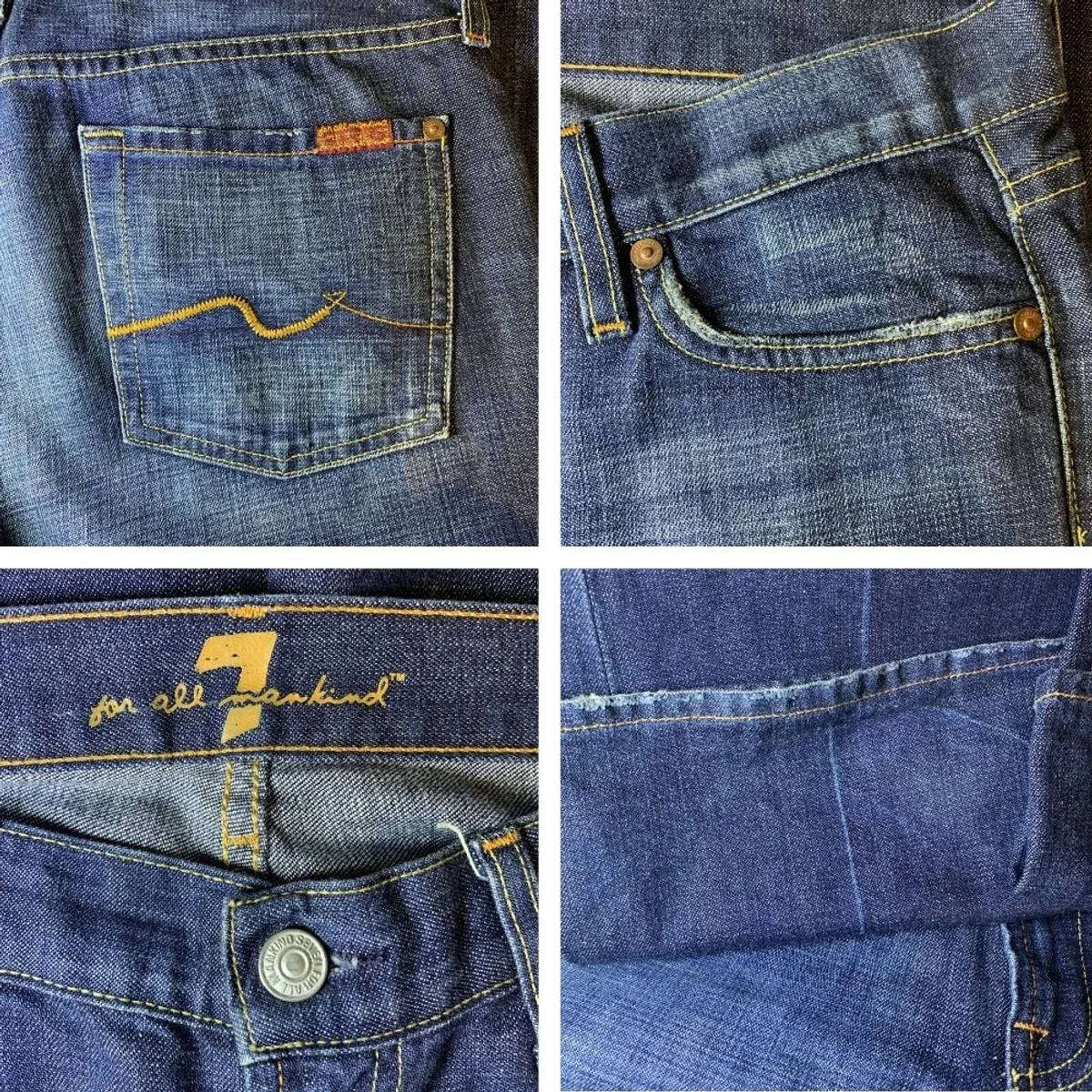 7 For All Mankind Bootcut Jeans  Dark Wash  Size 30  Made in USA (Aprox SA 12)