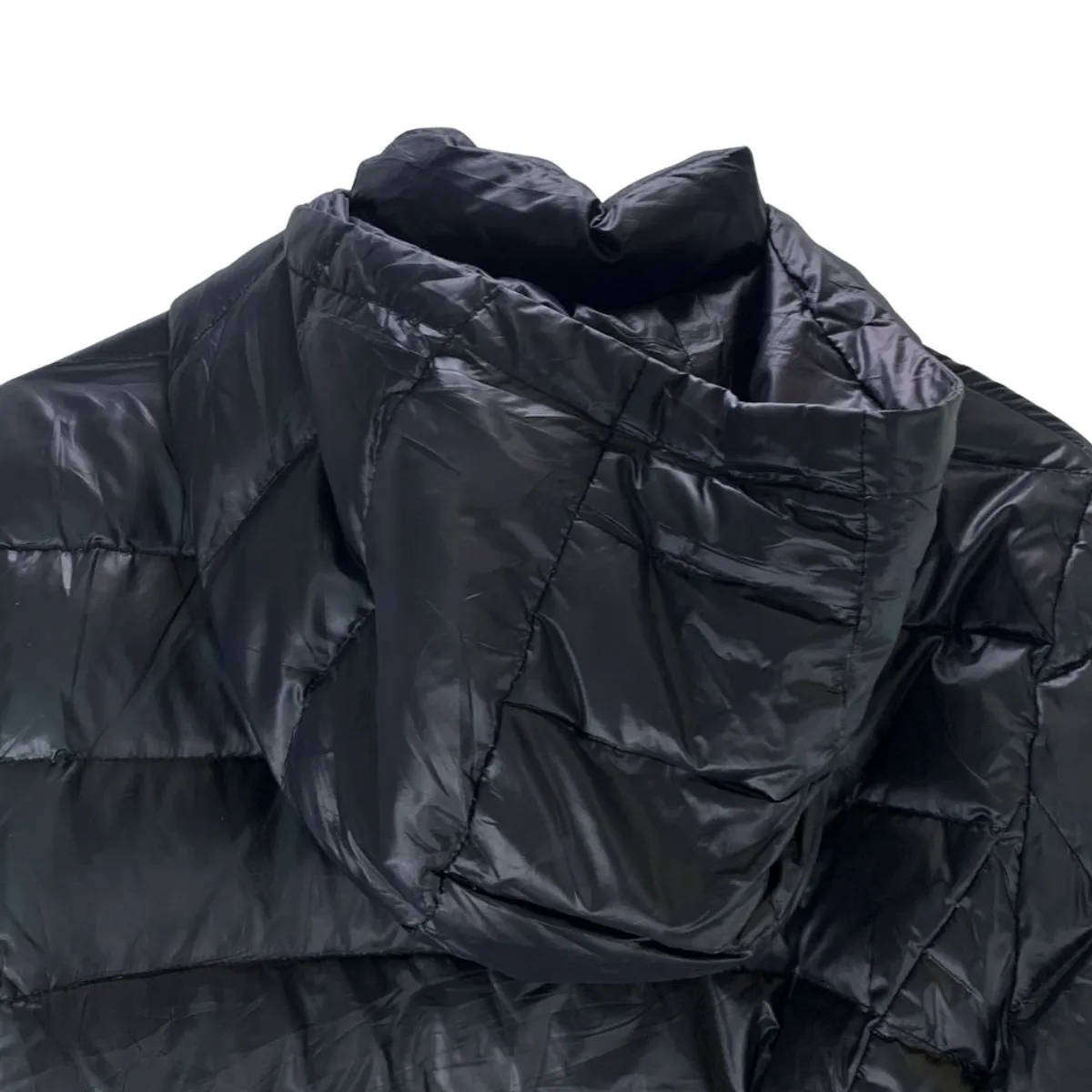 BENETTON Black Puffer Jacket  Medium  Detachable Hood Winter Coat