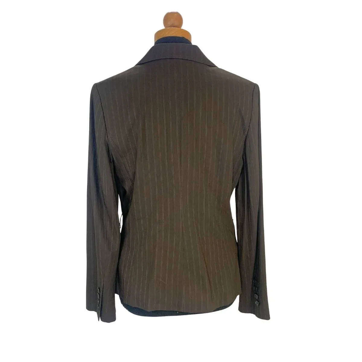 Ann Taylor Chocolate Brown Pinstripe Blazer  Tailored Fit  US 6 (SA size: 10)