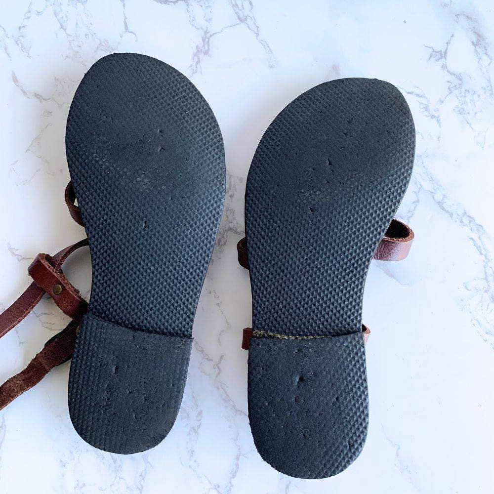 Groundcover Sandy Brown Leather Sandals Size 3 Handmade Fullgrain Leather