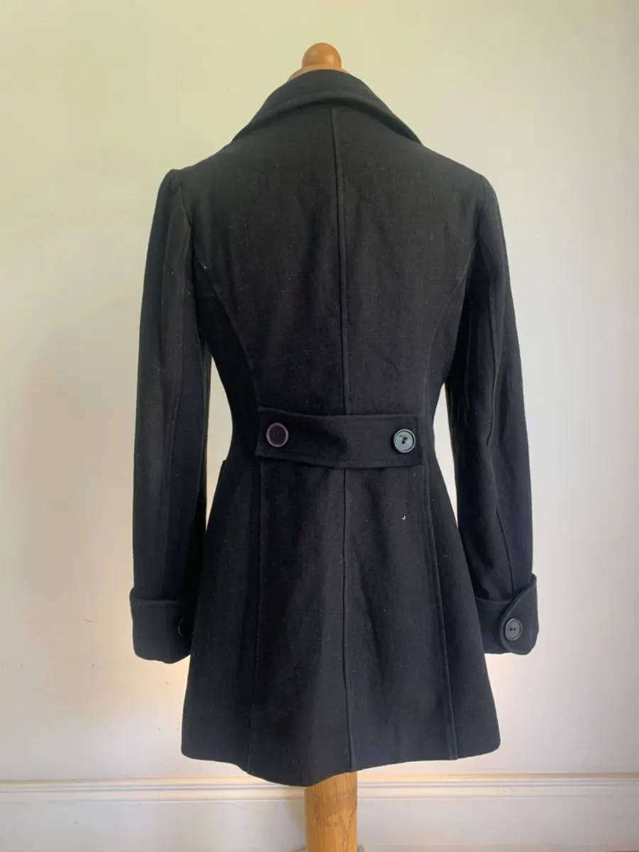 YDE ONDINE Black Wool Blend Winter Coat  Size 32 / Small  Tailored Mid-Length