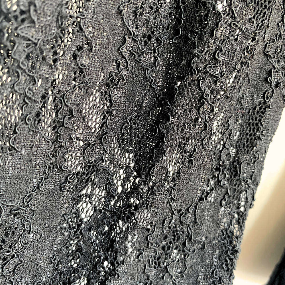 Trueworths Black Lace Long Sleeve Top  Size M  Stretch Lace Blouse