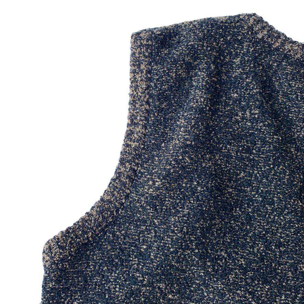 Made in Italy Bouclé Knit Sweater Vest  Beige & Black  Size M