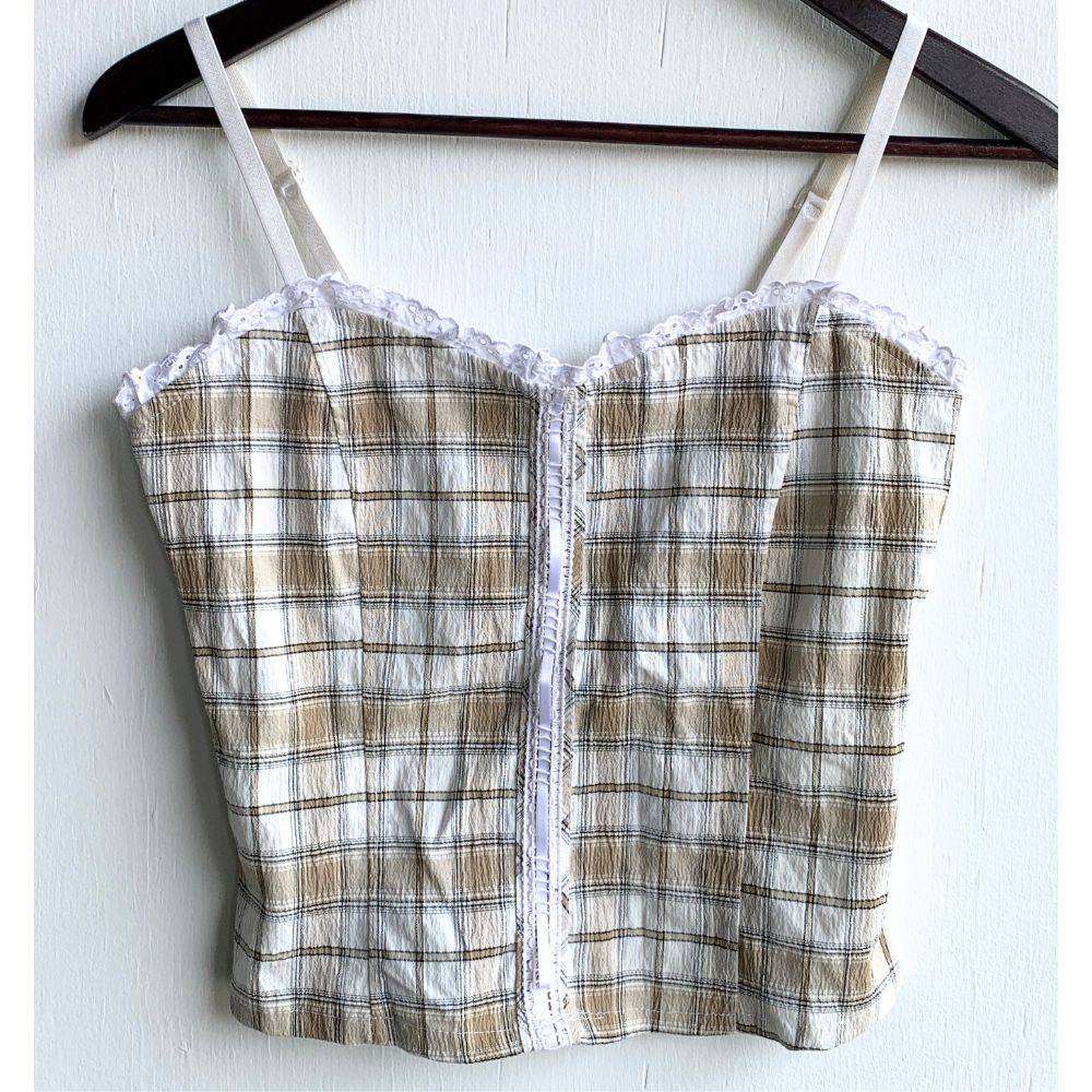 Made in Italy Corset Top  Plaid Bustier Camisole  Size S/M