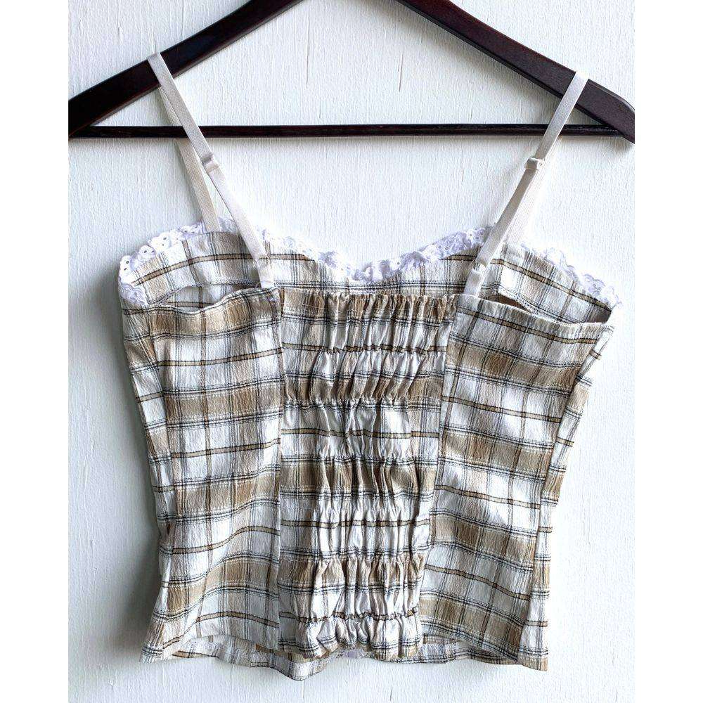 Made in Italy Corset Top  Plaid Bustier Camisole  Size S/M