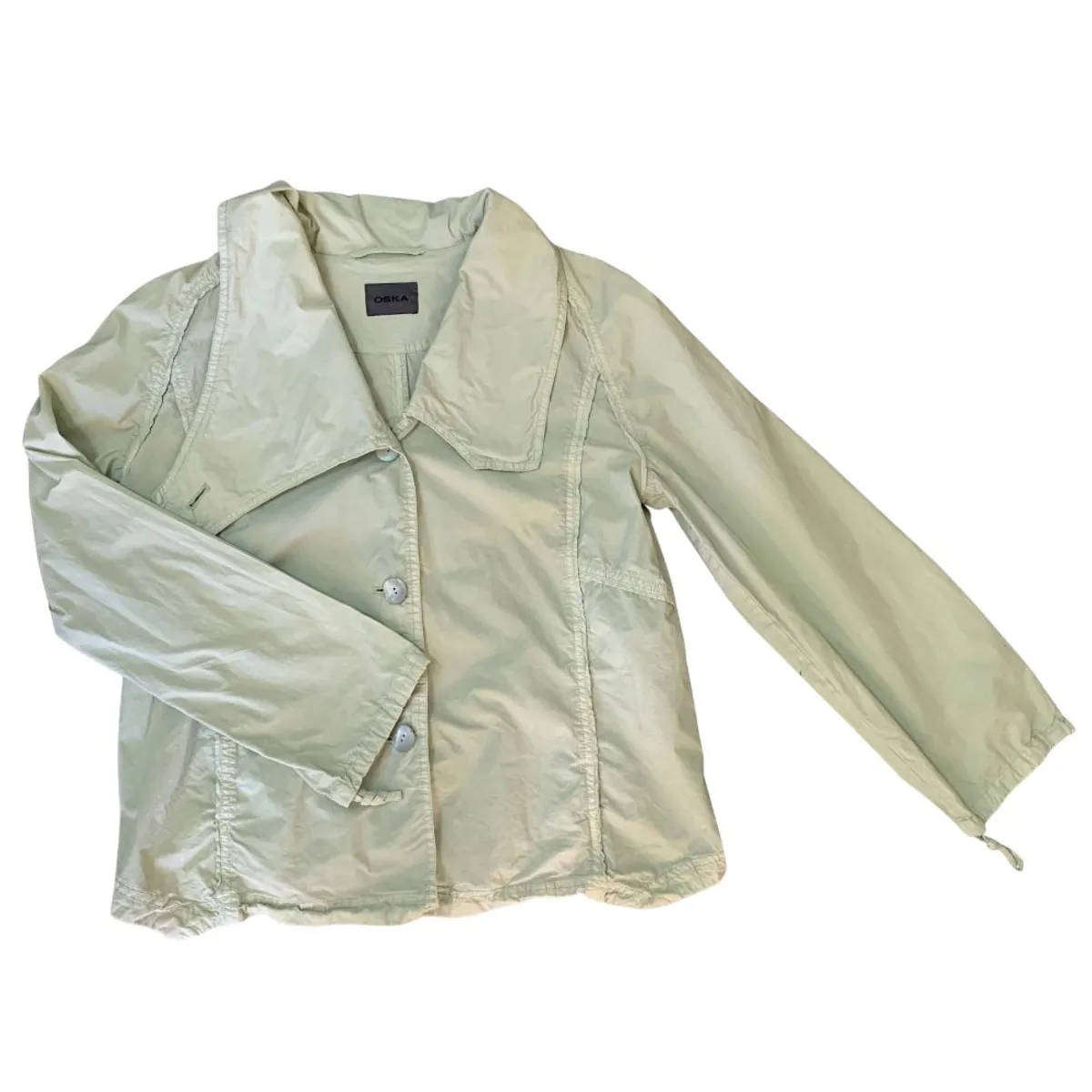 OSKA Designer Mint Green Cotton Jacket  Size 2 (SA 14)  Minimalist Tailored Jacket