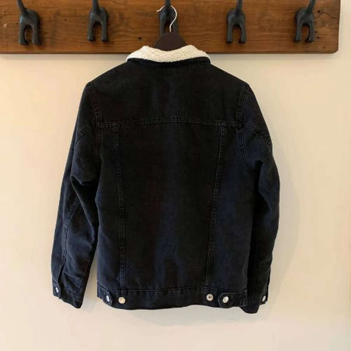 Black Sherpa-Lined Denim Jacket  Size M  Winter