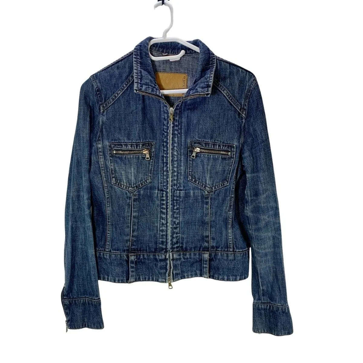 MAX&Co. Denim Moto Jacket  Size 40 (GB 8)  Italian Designer  Zip Detail