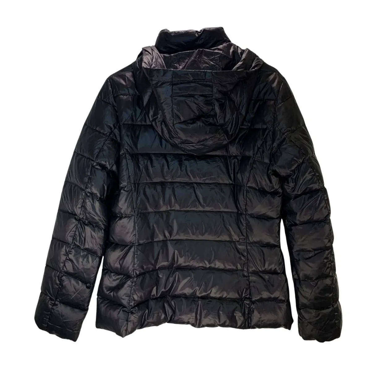BENETTON Black Puffer Jacket  Medium  Detachable Hood Winter Coat