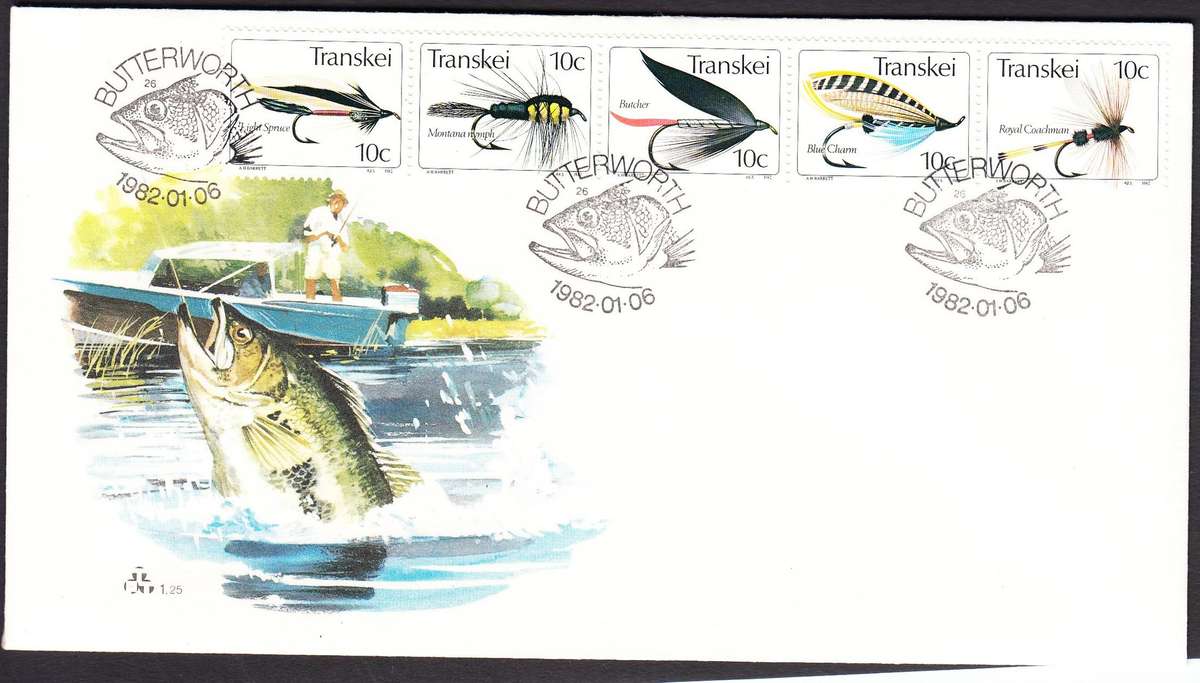 TRANSKEI 1982: FDC 1.25D FISHING FLIES (SACC 102)
