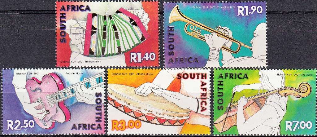 RSA 2001: CELEBRATION OF MUSIC IN SA FULL SET OF 5 MNH (SACC1434-1438)