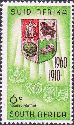 UNION OF SA 1960: 50th ANNIVERSARY OF S.A. 6d MNH (SACC 179)